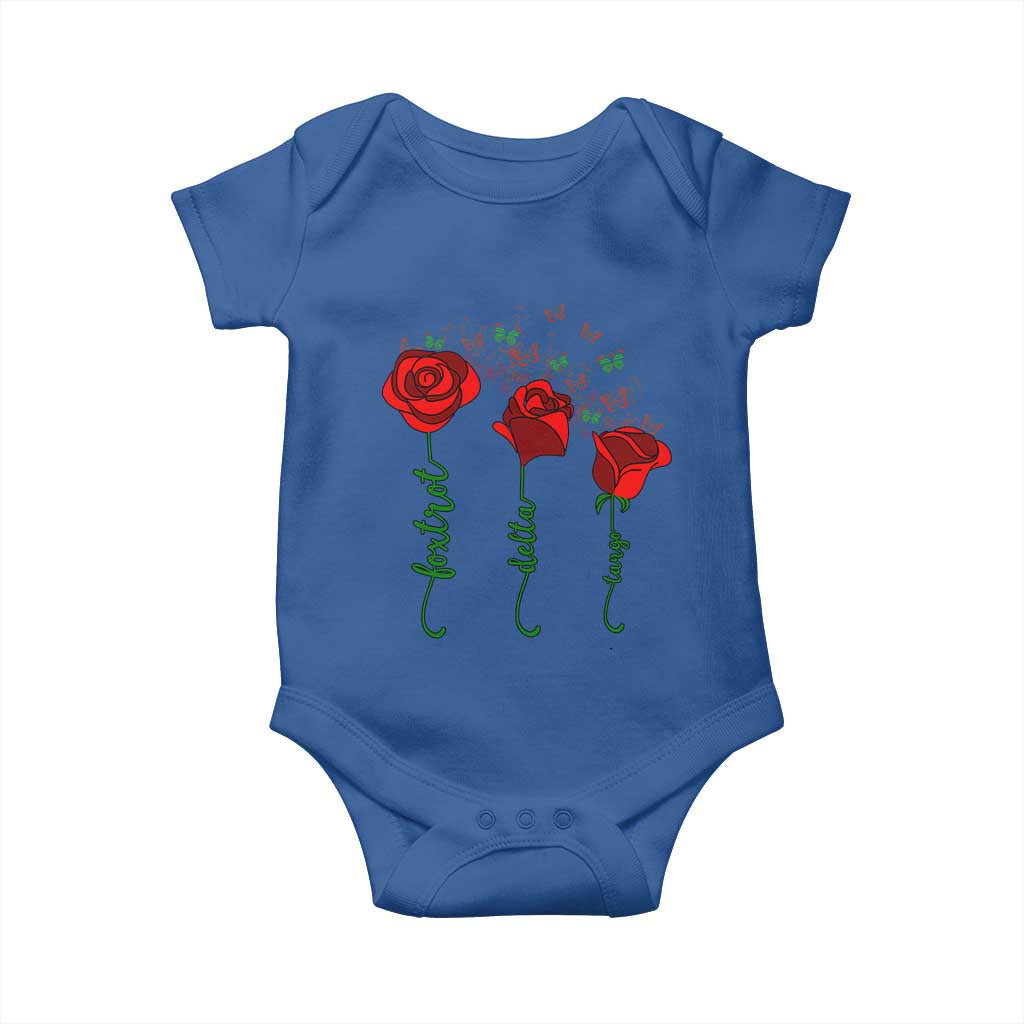 Funny Foxtrot Delta Tango Baby Onesie Vintage Rose Flowers Butterfly