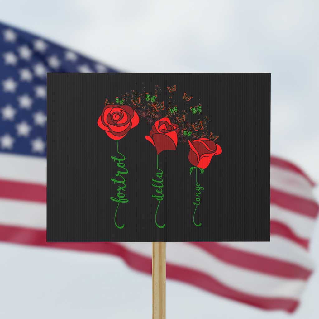 Funny Foxtrot Delta Tango Protest Sign Vintage Rose Flowers Butterfly - Wonder Print Shop