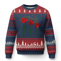 Funny Foxtrot Delta Tango Ugly Christmas Sweater Vintage Rose Flowers Butterfly - Wonder Print Shop