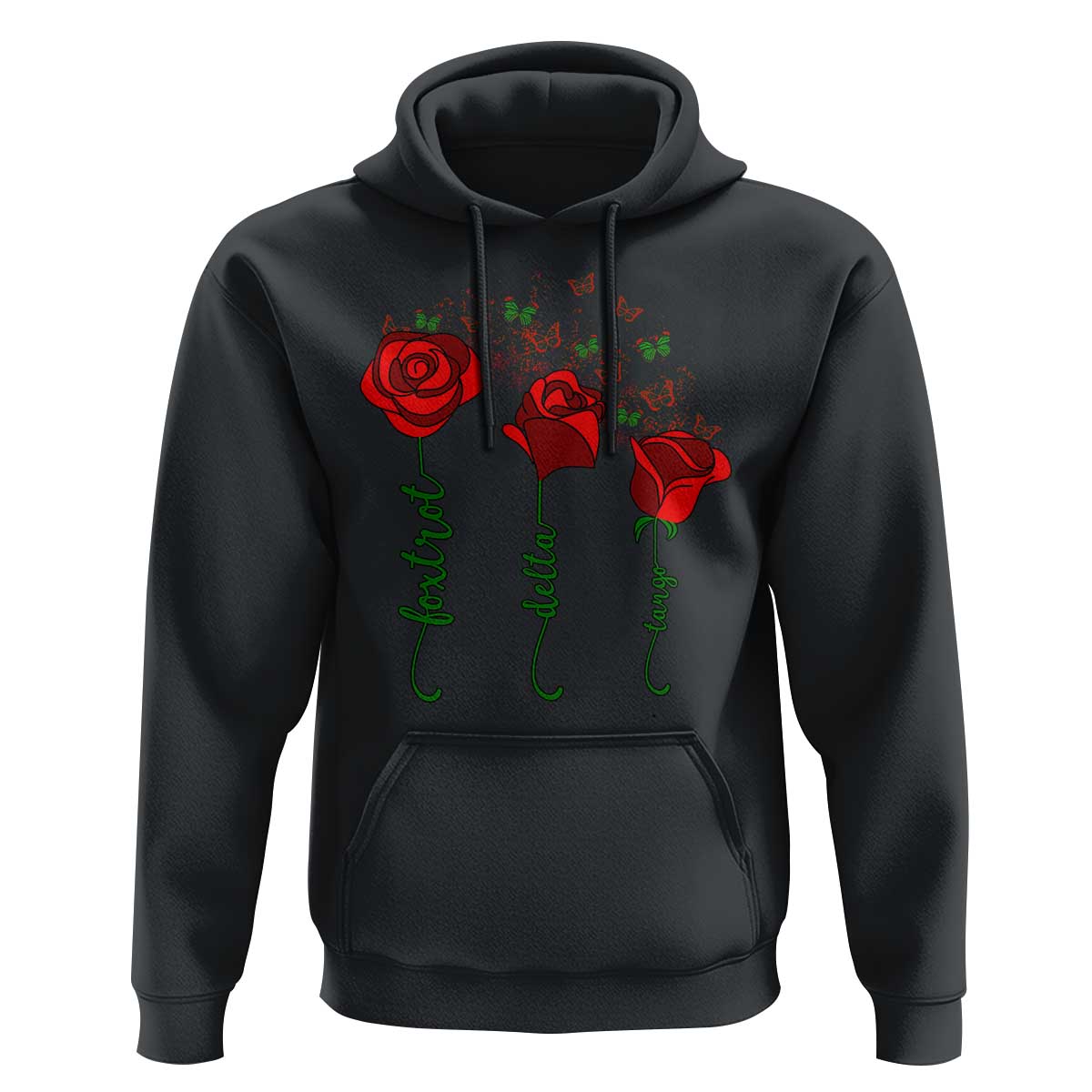 Funny Foxtrot Delta Tango Hoodie Vintage Rose Flowers Butterfly