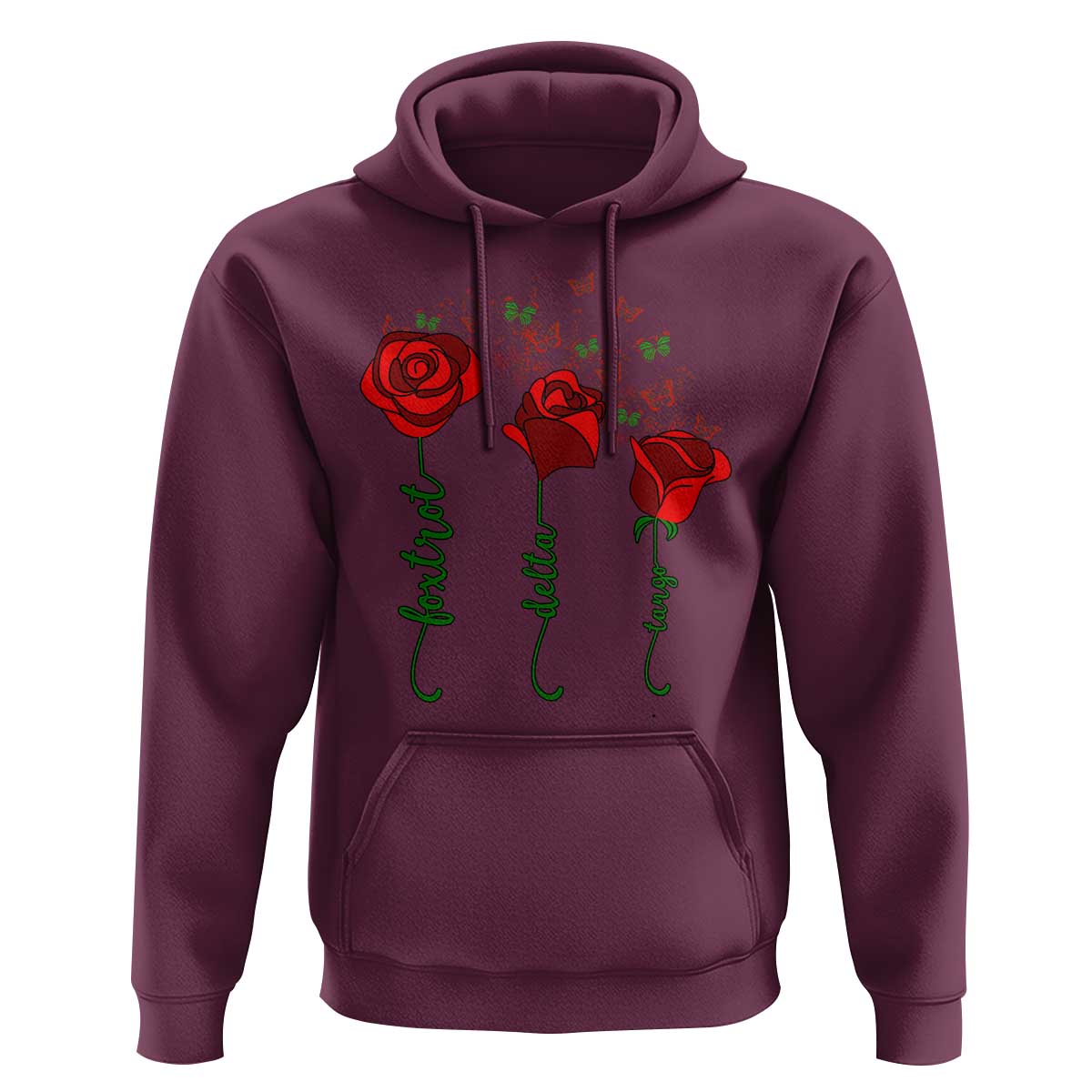 Funny Foxtrot Delta Tango Hoodie Vintage Rose Flowers Butterfly