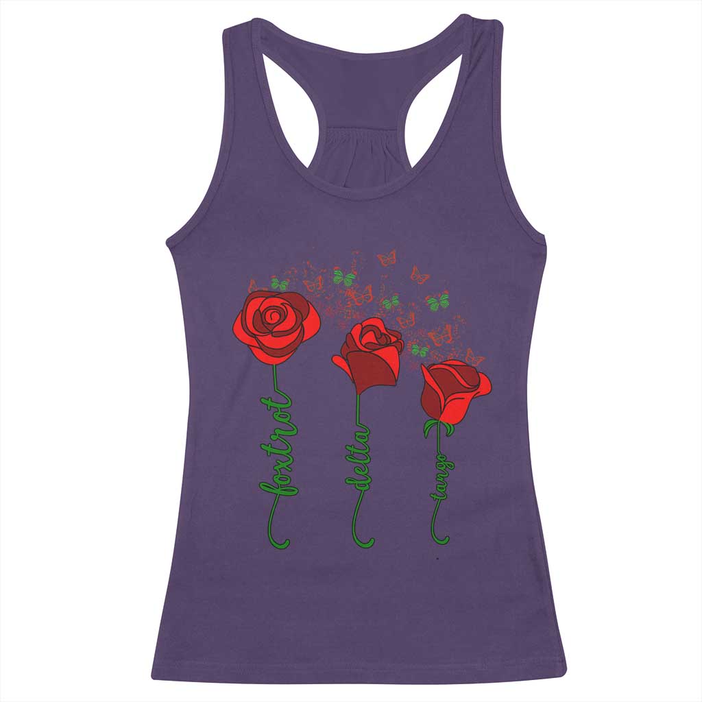 Funny Foxtrot Delta Tango Racerback Tank Top Vintage Rose Flowers Butterfly
