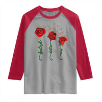 Funny Foxtrot Delta Tango Raglan Shirt Vintage Rose Flowers Butterfly
