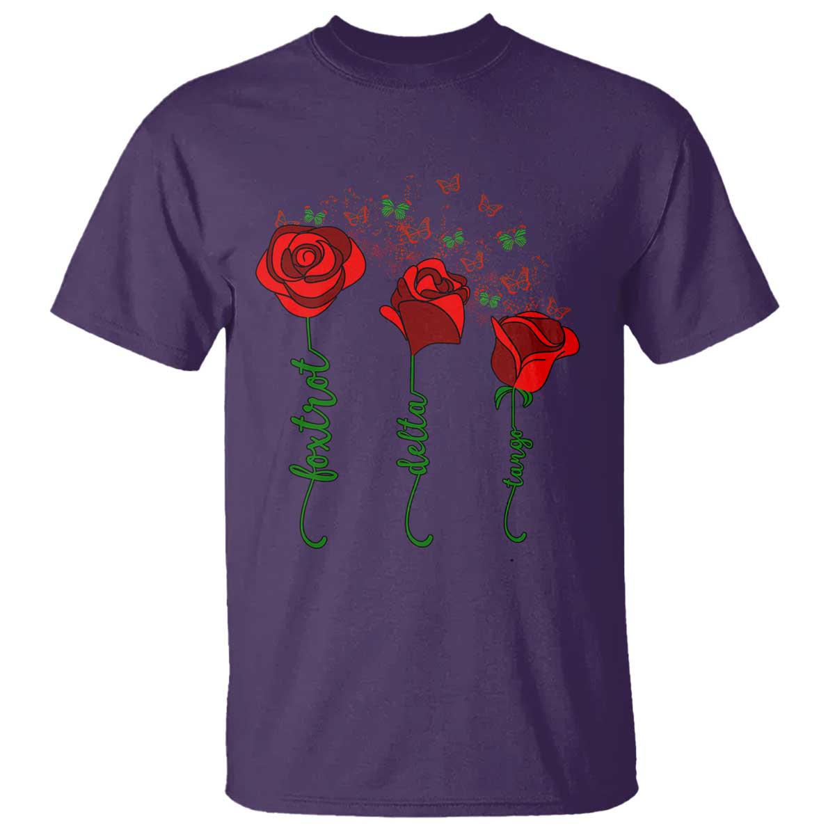 Funny Foxtrot Delta Tango T Shirt Vintage Rose Flowers Butterfly