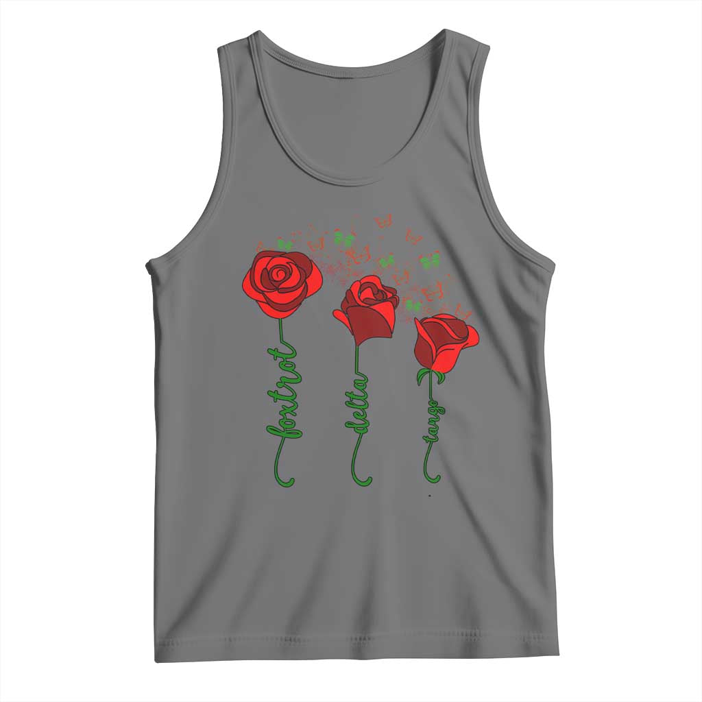 Funny Foxtrot Delta Tango Tank Top Vintage Rose Flowers Butterfly