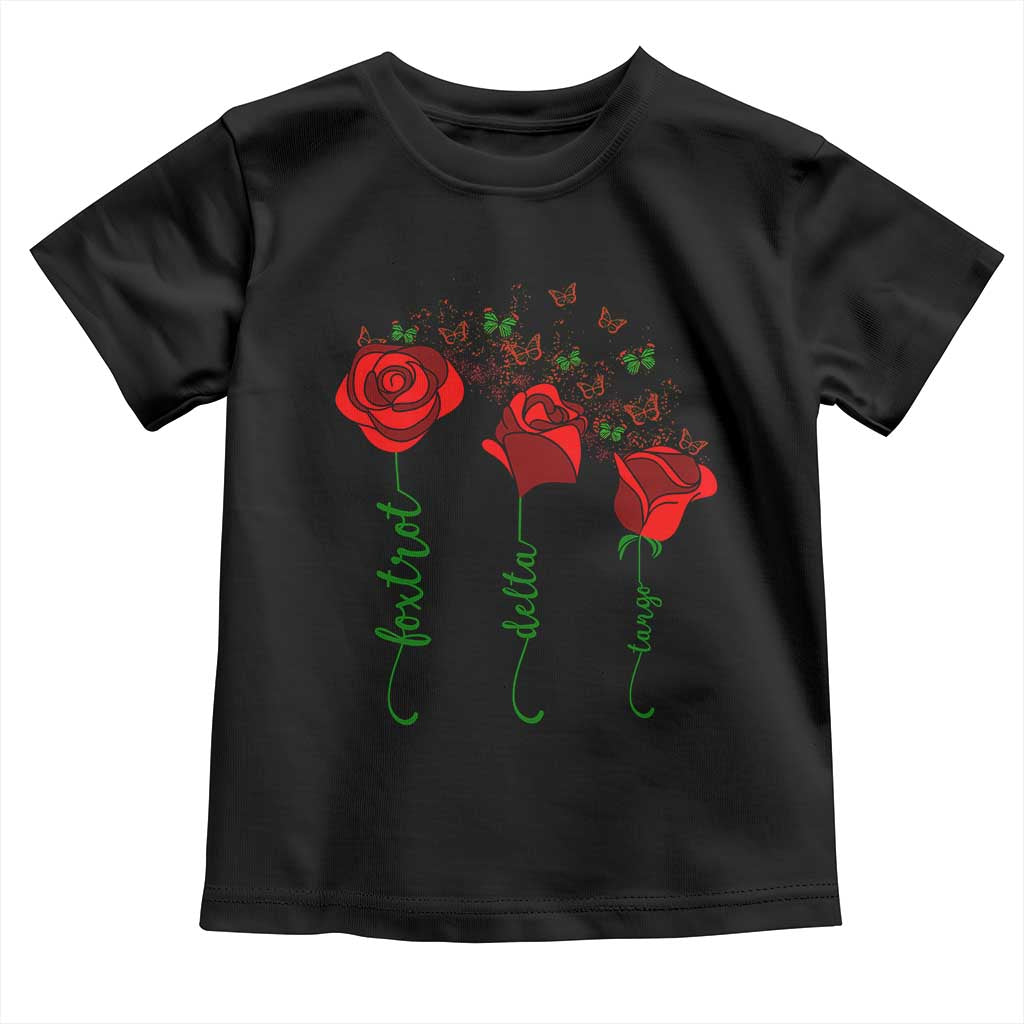 Funny Foxtrot Delta Tango Toddler T Shirt Vintage Rose Flowers Butterfly