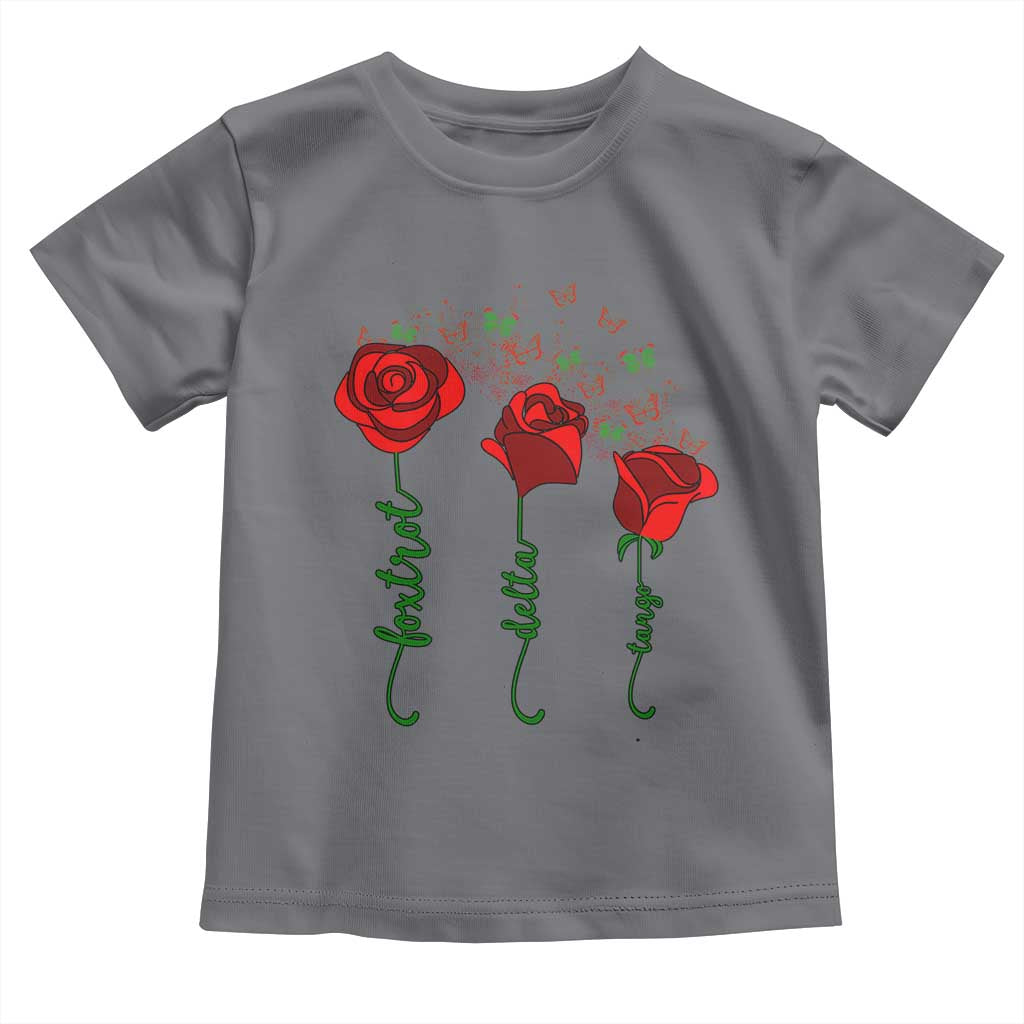 Funny Foxtrot Delta Tango Toddler T Shirt Vintage Rose Flowers Butterfly