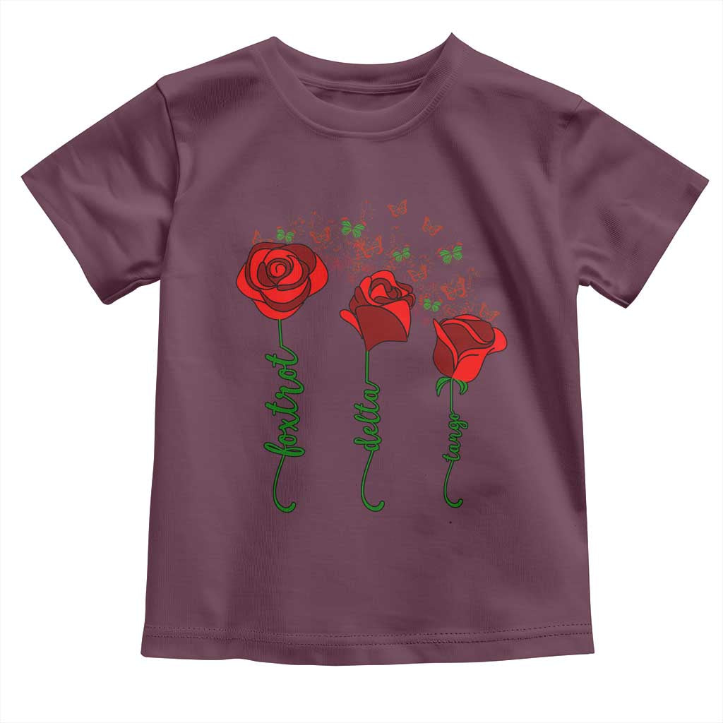 Funny Foxtrot Delta Tango Toddler T Shirt Vintage Rose Flowers Butterfly