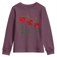 Funny Foxtrot Delta Tango Youth Sweatshirt Vintage Rose Flowers Butterfly