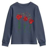 Funny Foxtrot Delta Tango Youth Sweatshirt Vintage Rose Flowers Butterfly