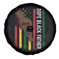 Dope Black Dad Spare Tire Cover Vintage American Flag Fist Bump