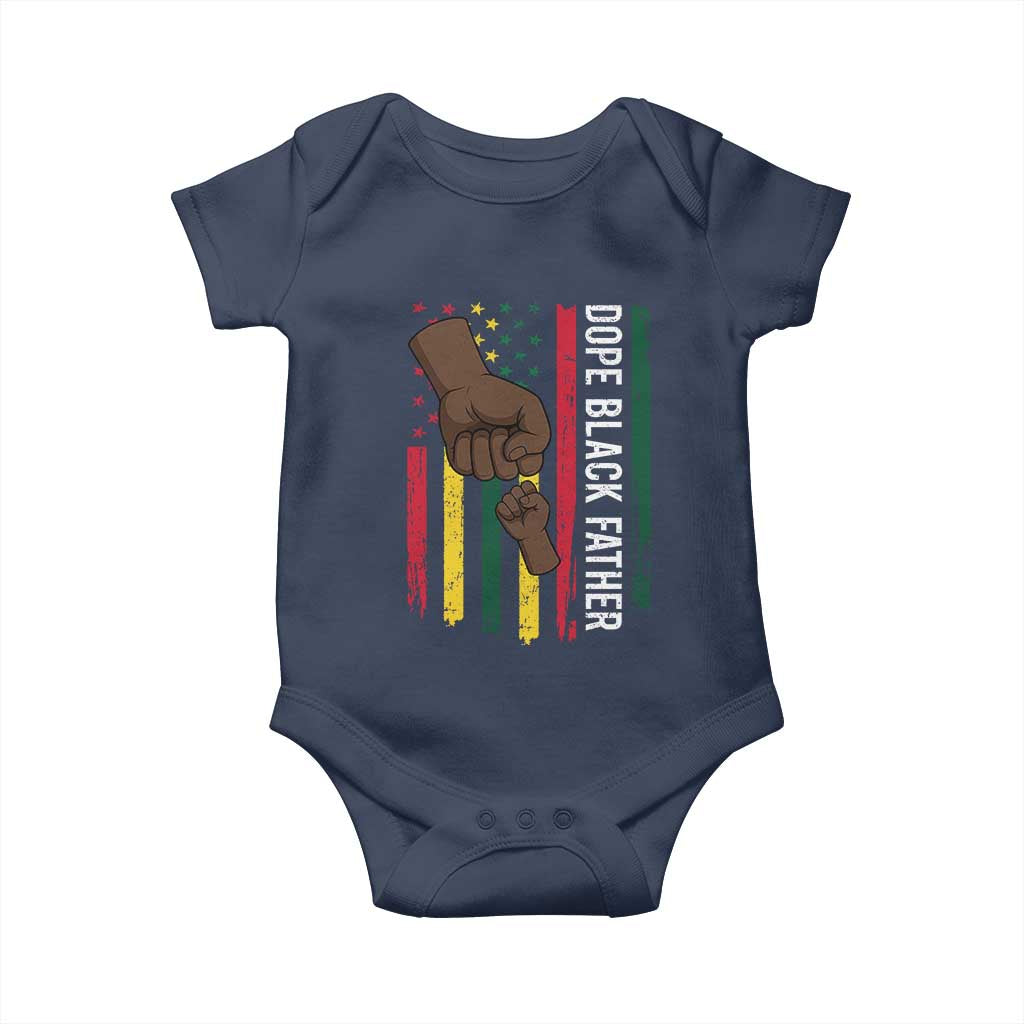 Dope Black Dad Baby Onesie Vintage American Flag Fist Bump
