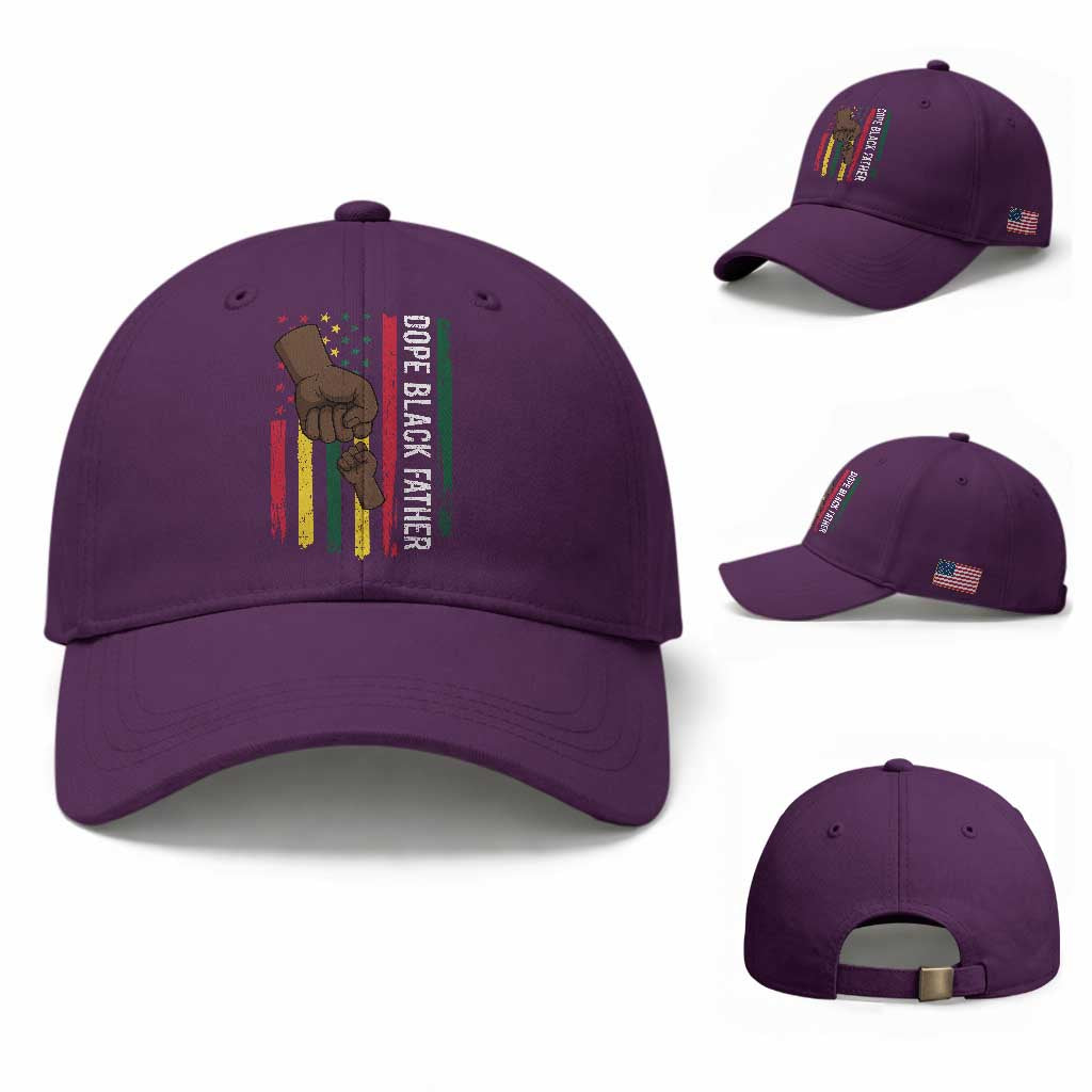 Dope Black Dad Baseball Cap Vintage American Flag Fist Bump