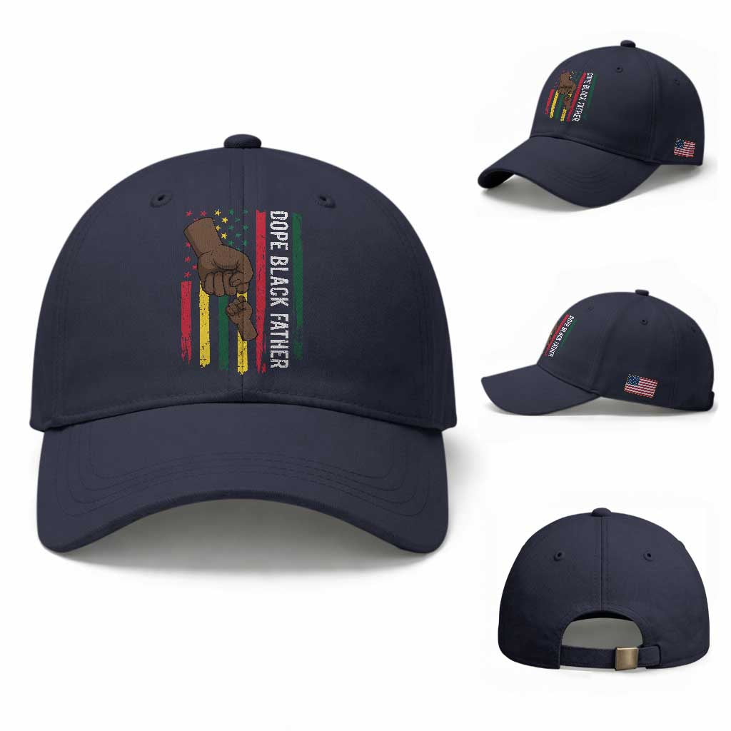 Dope Black Dad Baseball Cap Vintage American Flag Fist Bump