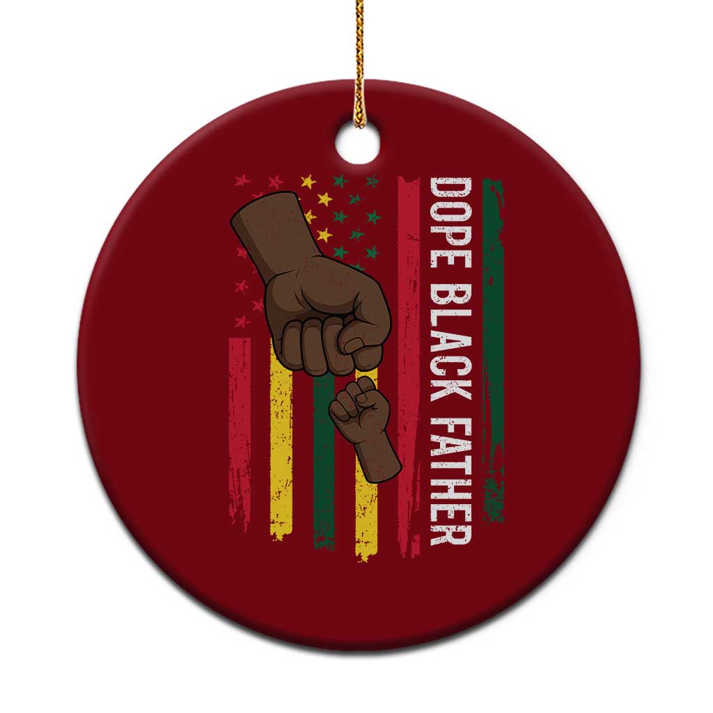 Dope Black Dad Ceramic Ornament Vintage American Flag Fist Bump