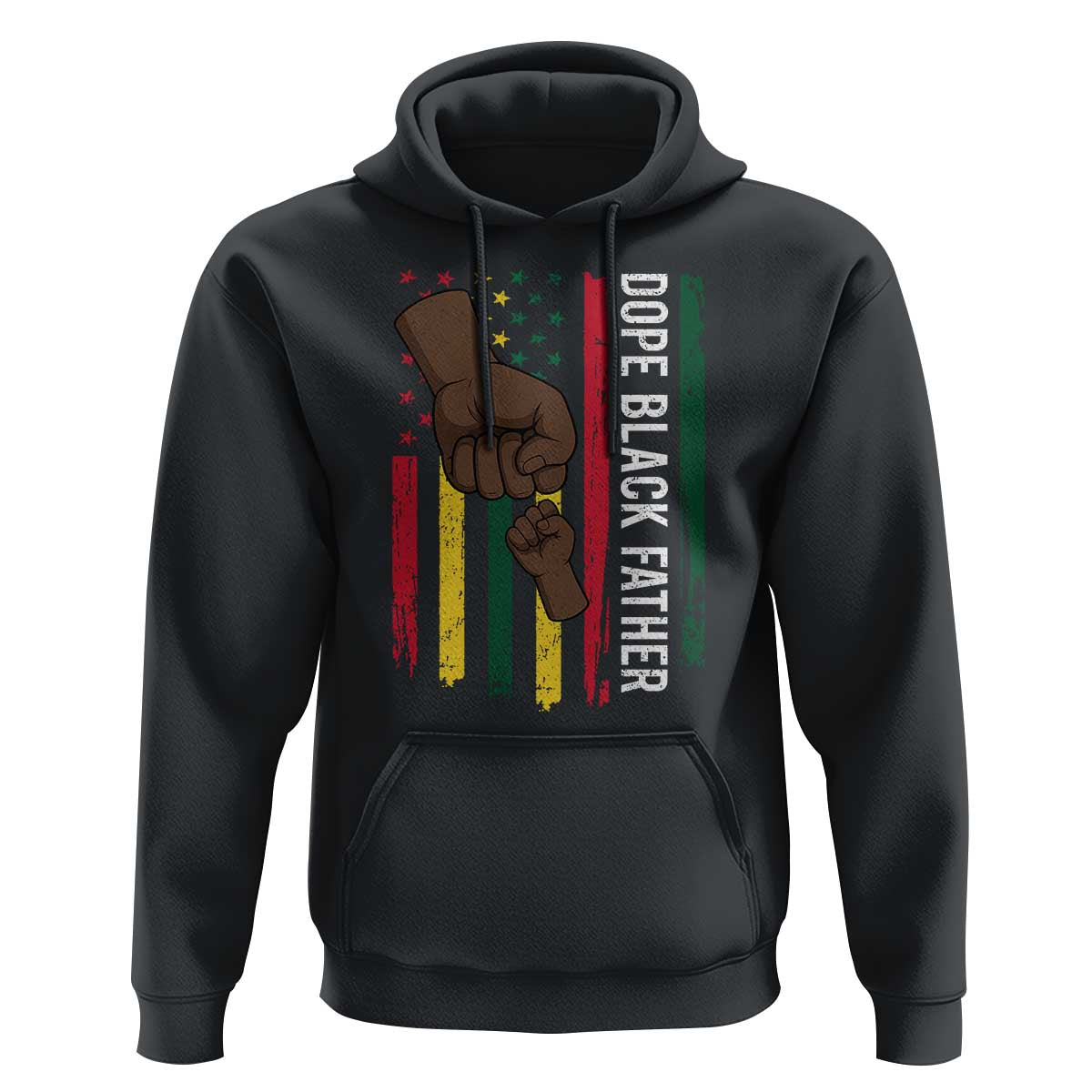 Dope Black Dad Hoodie Vintage American Flag Fist Bump