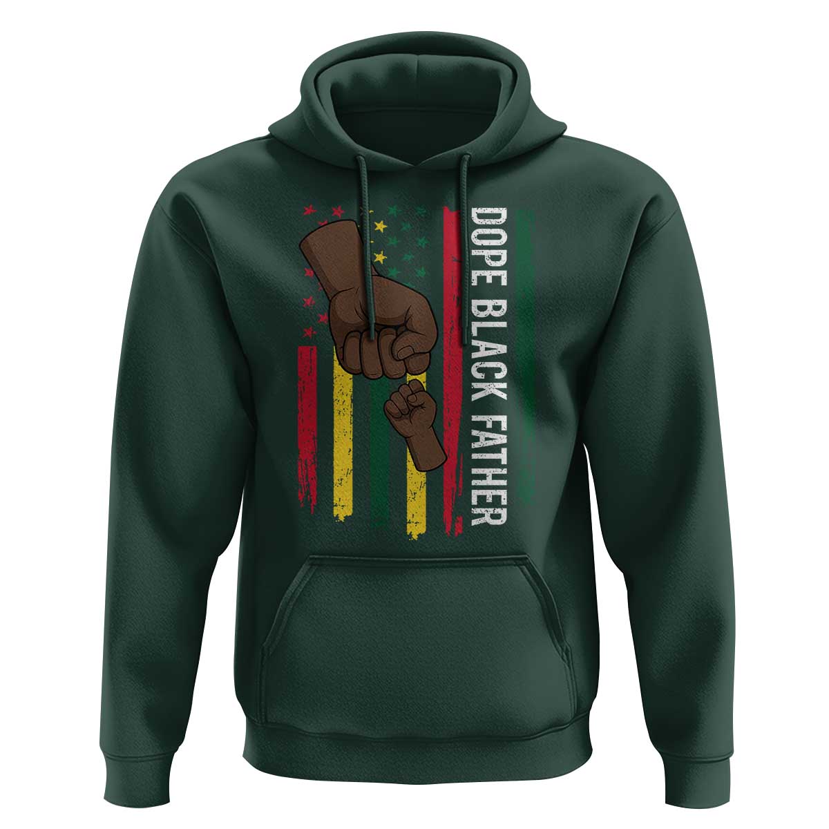 Dope Black Dad Hoodie Vintage American Flag Fist Bump