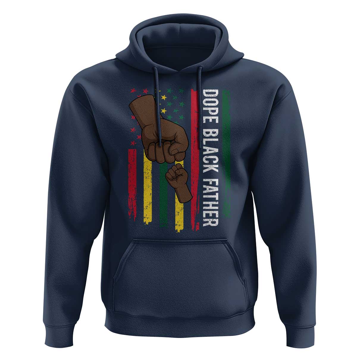 Dope Black Dad Hoodie Vintage American Flag Fist Bump