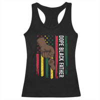 Dope Black Dad Racerback Tank Top Vintage American Flag Fist Bump