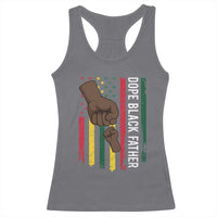Dope Black Dad Racerback Tank Top Vintage American Flag Fist Bump