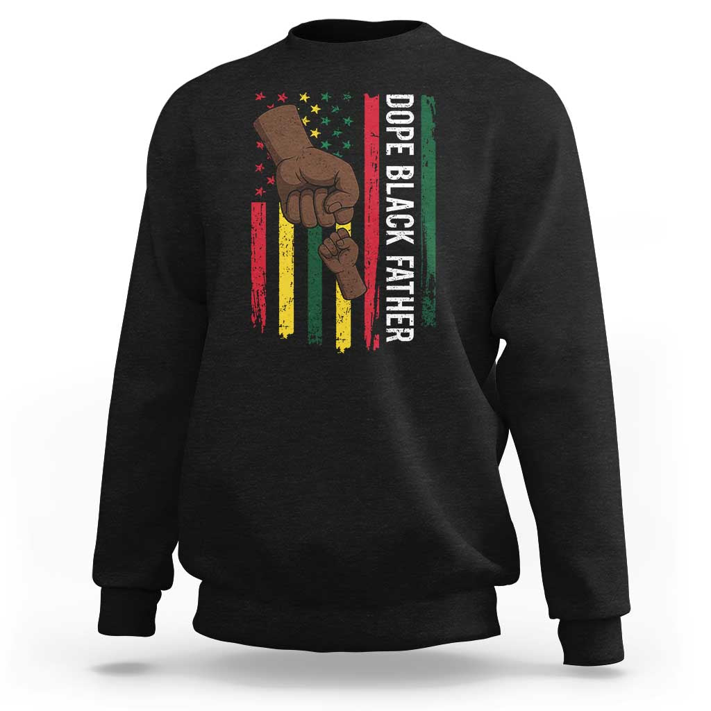 Dope Black Dad Sweatshirt Vintage American Flag Fist Bump