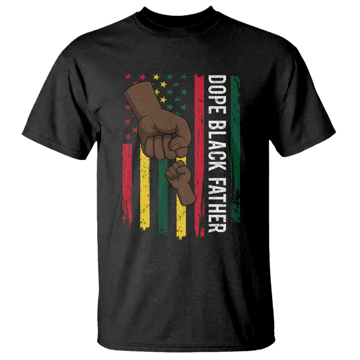 Dope Black Dad T Shirt Vintage American Flag Fist Bump