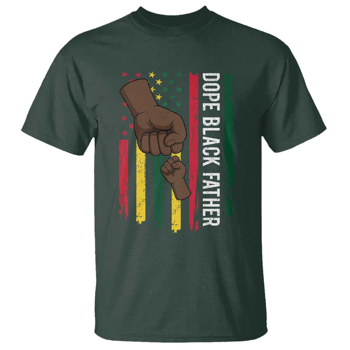 Dope Black Dad T Shirt Vintage American Flag Fist Bump