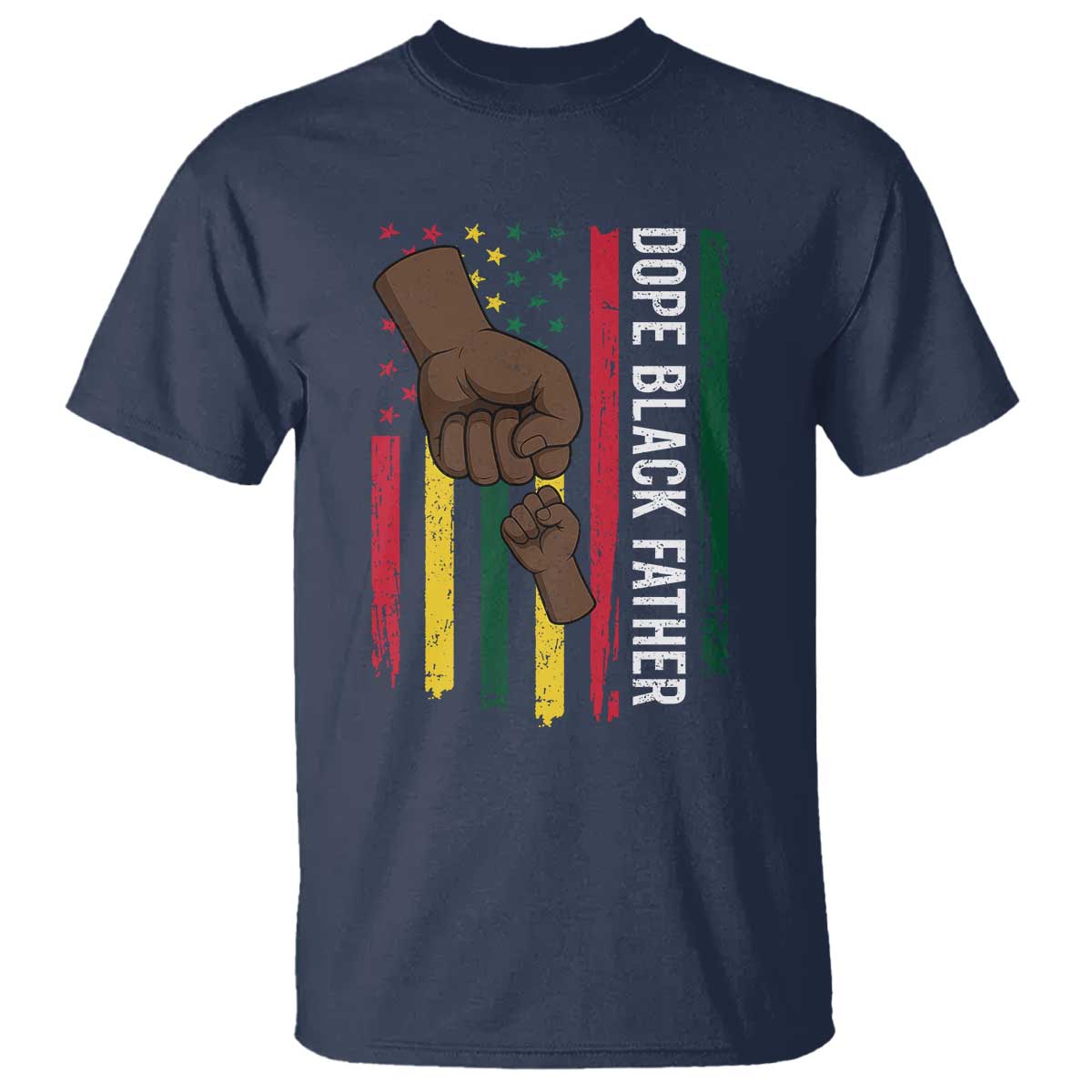Dope Black Dad T Shirt Vintage American Flag Fist Bump