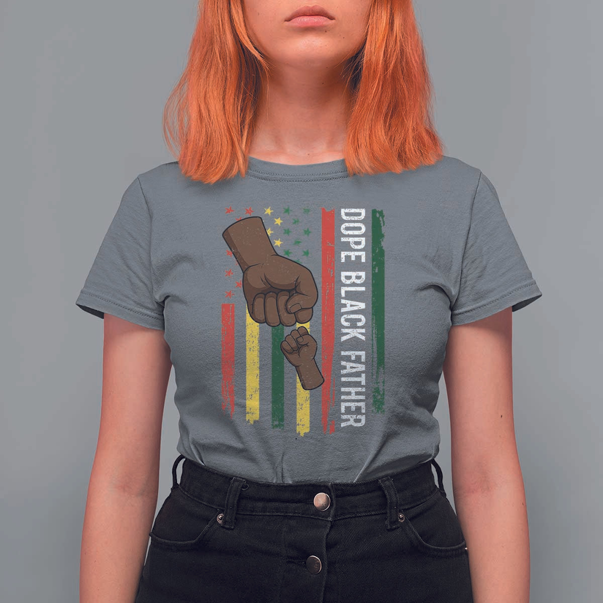 Dope Black Dad T Shirt For Women Vintage American Flag Fist Bump