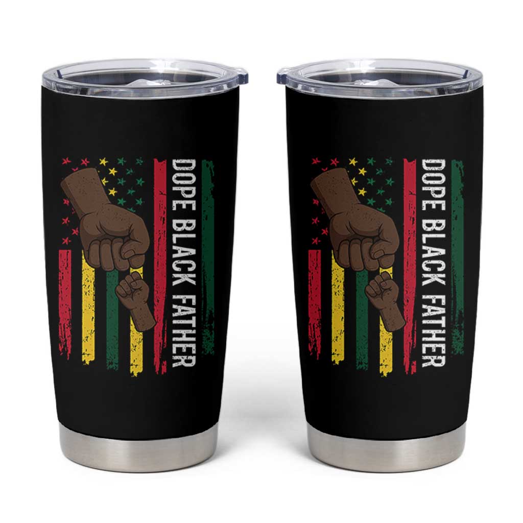 Dope Black Dad Tumbler Cup Vintage American Flag Fist Bump