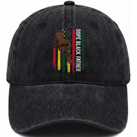 Dope Black Dad Washed Cotton Baseball Cap Vintage American Flag Fist Bump