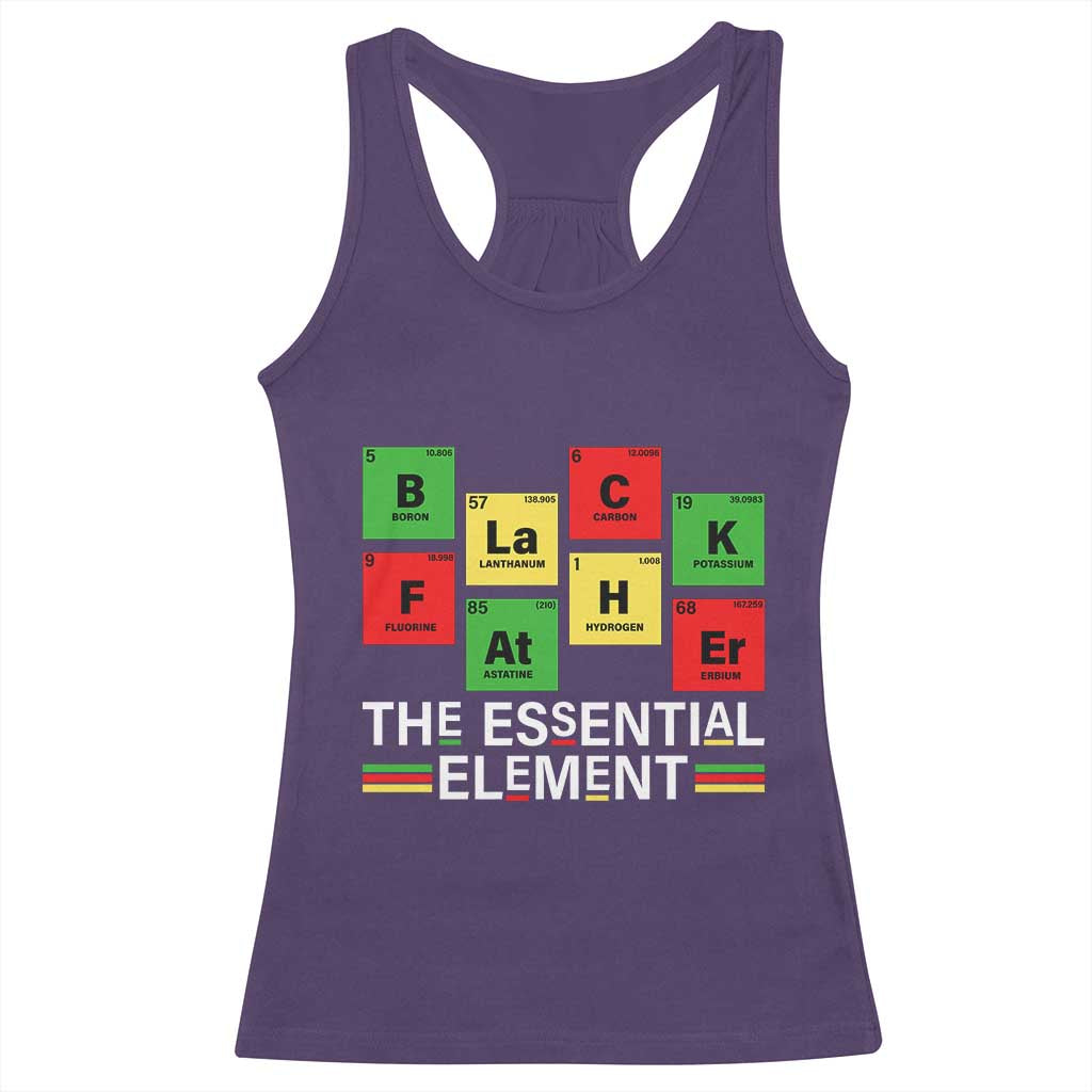 Black Father The Essential Element Racerback Tank Top Father's Day Juneteenth Chemistry Periodic Table