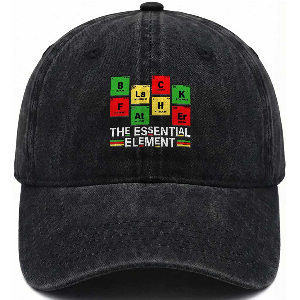 Black Father The Essential Element Washed Cotton Baseball Cap Father's Day Juneteenth Chemistry Periodic Table