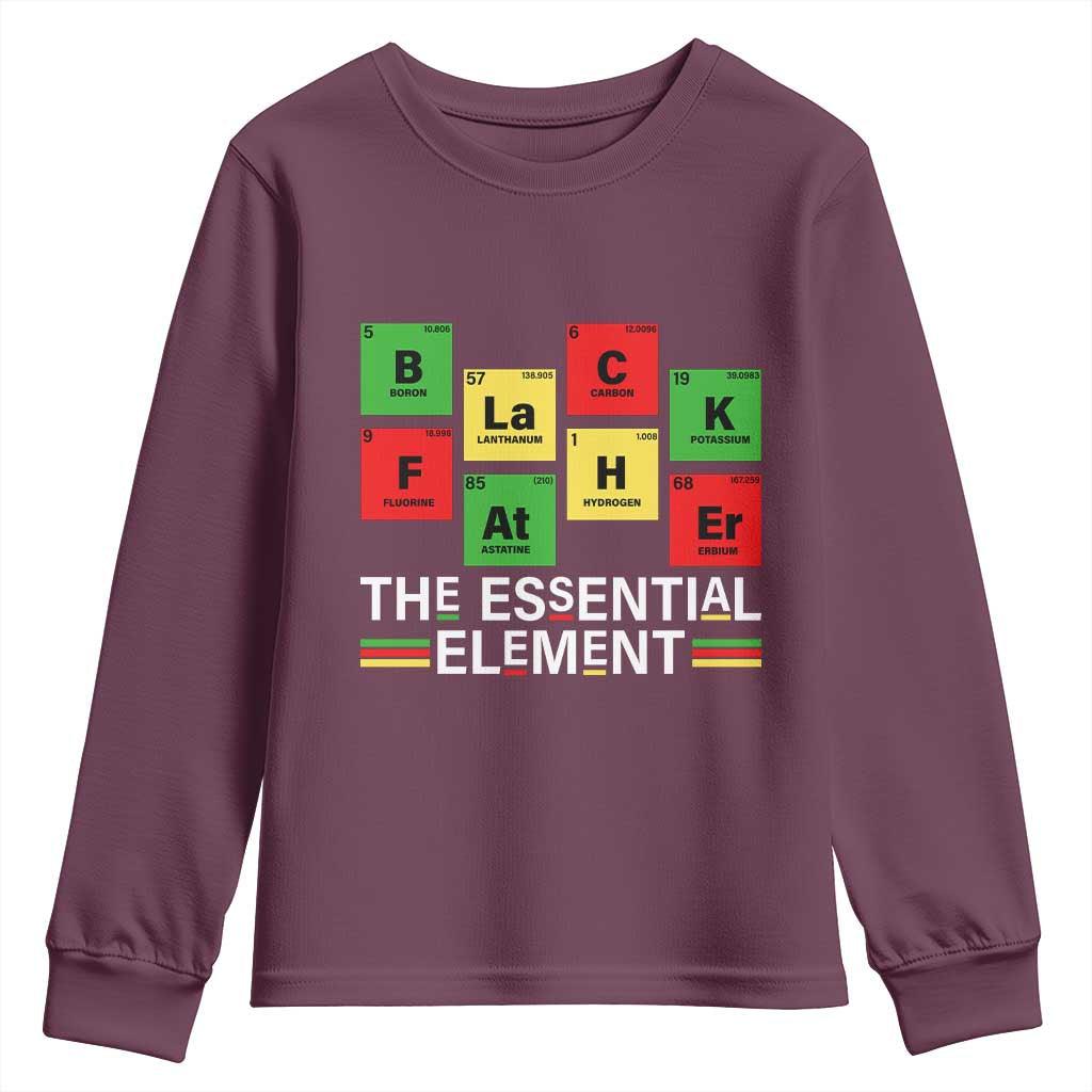 Black Father The Essential Element Youth Sweatshirt Father's Day Juneteenth Chemistry Periodic Table