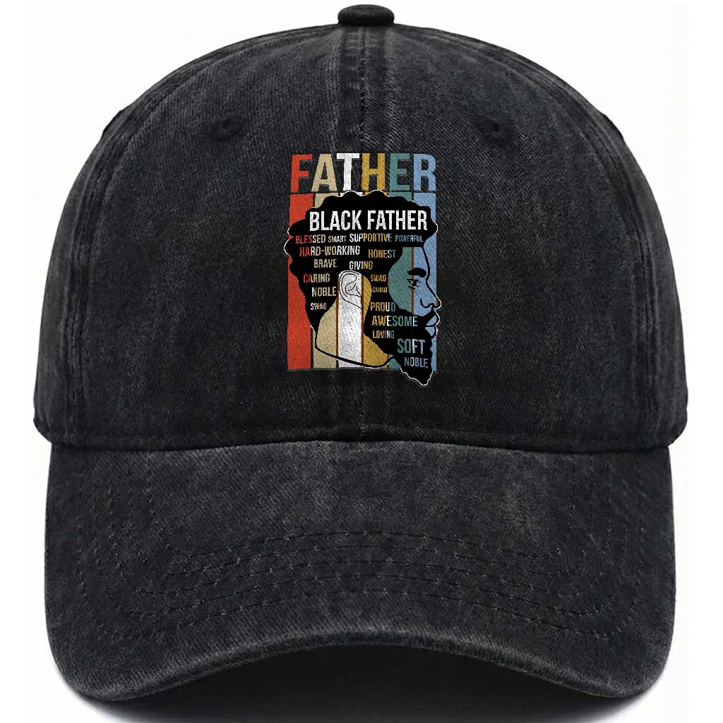 African American Black Father Washed Cotton Baseball Cap Fathers Day Juneteenth