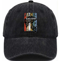 African American Black Father Washed Cotton Baseball Cap Fathers Day Juneteenth