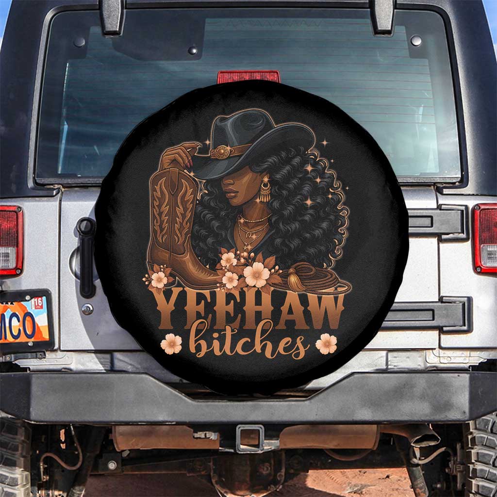 Funny African American Cowgirl Yeehaw Bitches Spare Tire Cover