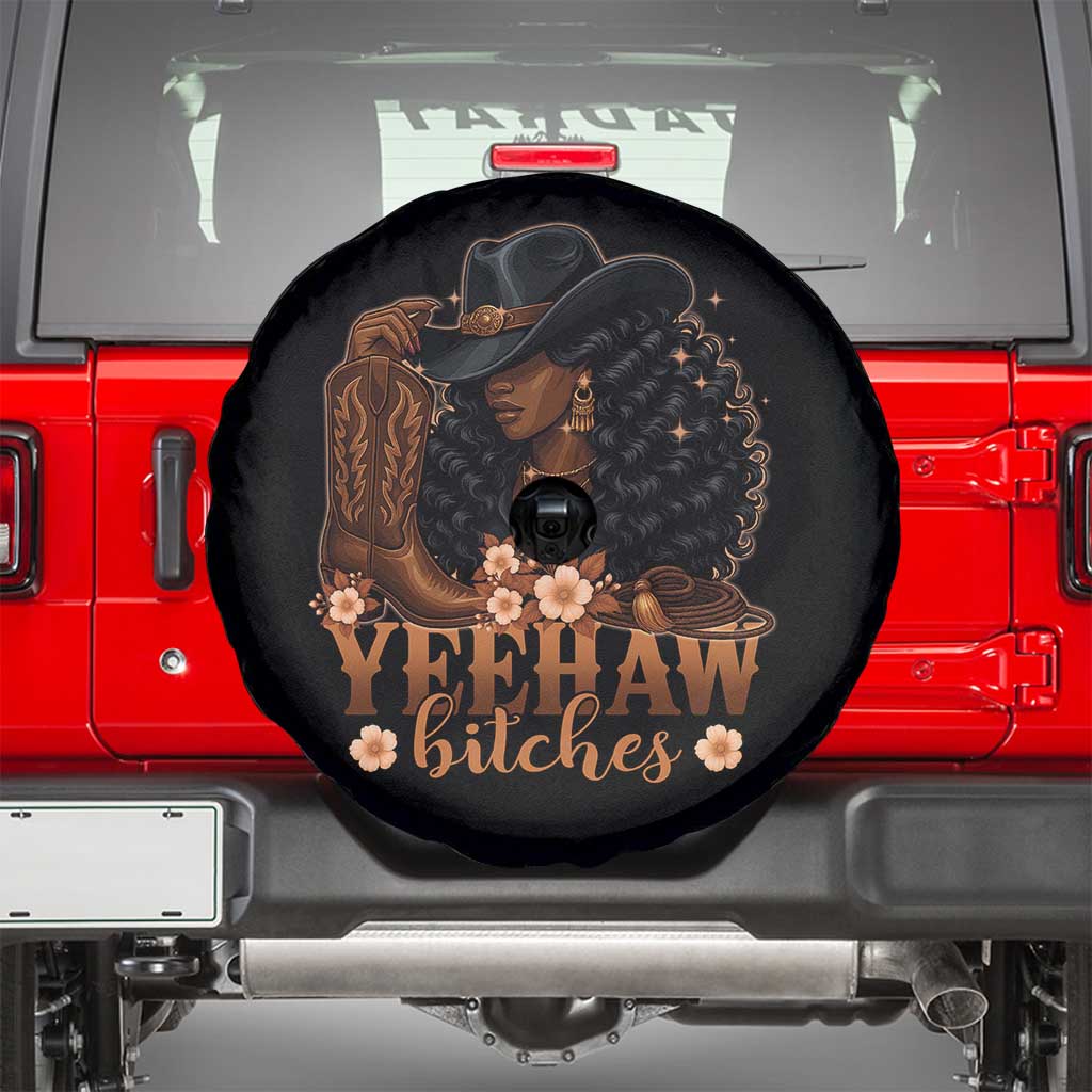 Funny African American Cowgirl Yeehaw Bitches Spare Tire Cover