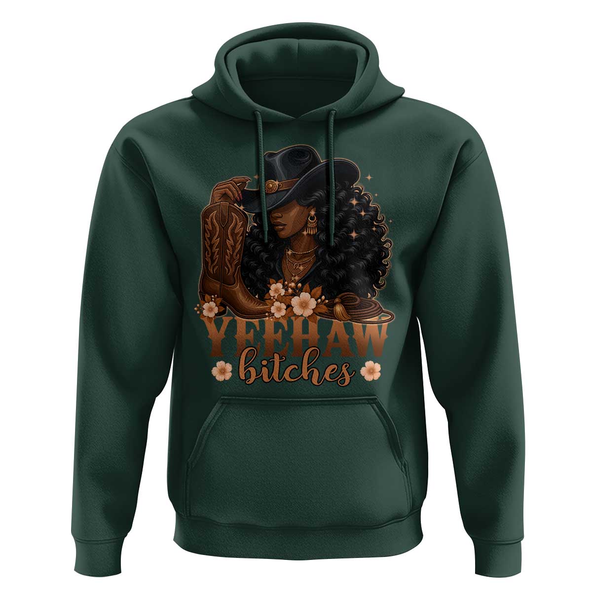 Funny African American Cowgirl Yeehaw Bitches Hoodie
