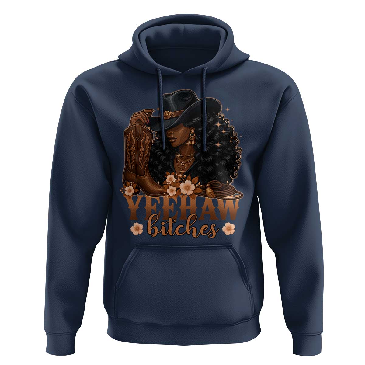 Funny African American Cowgirl Yeehaw Bitches Hoodie