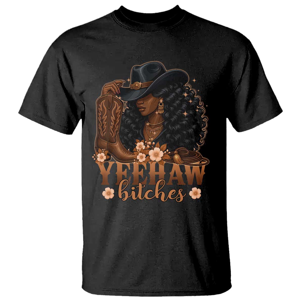 Funny African American Cowgirl Yeehaw Bitches T Shirt
