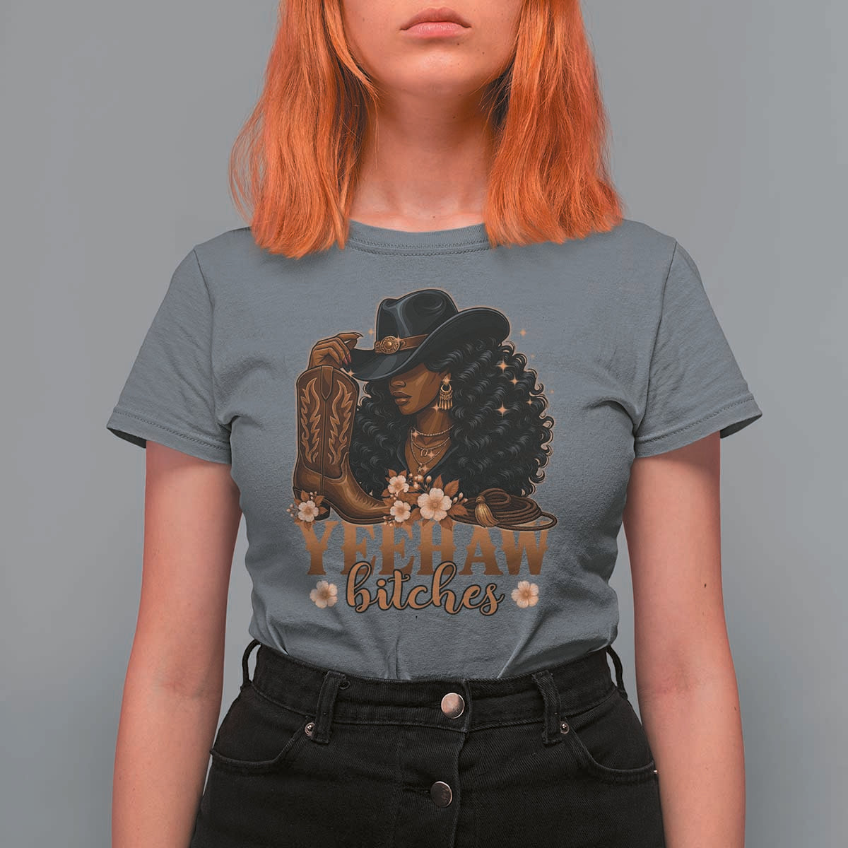 Funny African American Cowgirl Yeehaw Bitches T Shirt For Women