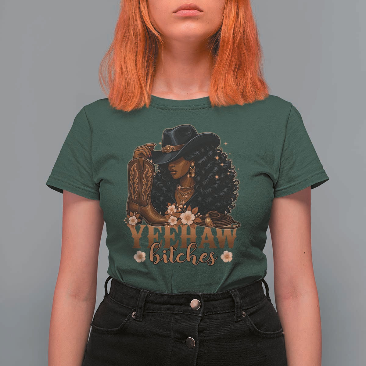 Funny African American Cowgirl Yeehaw Bitches T Shirt For Women