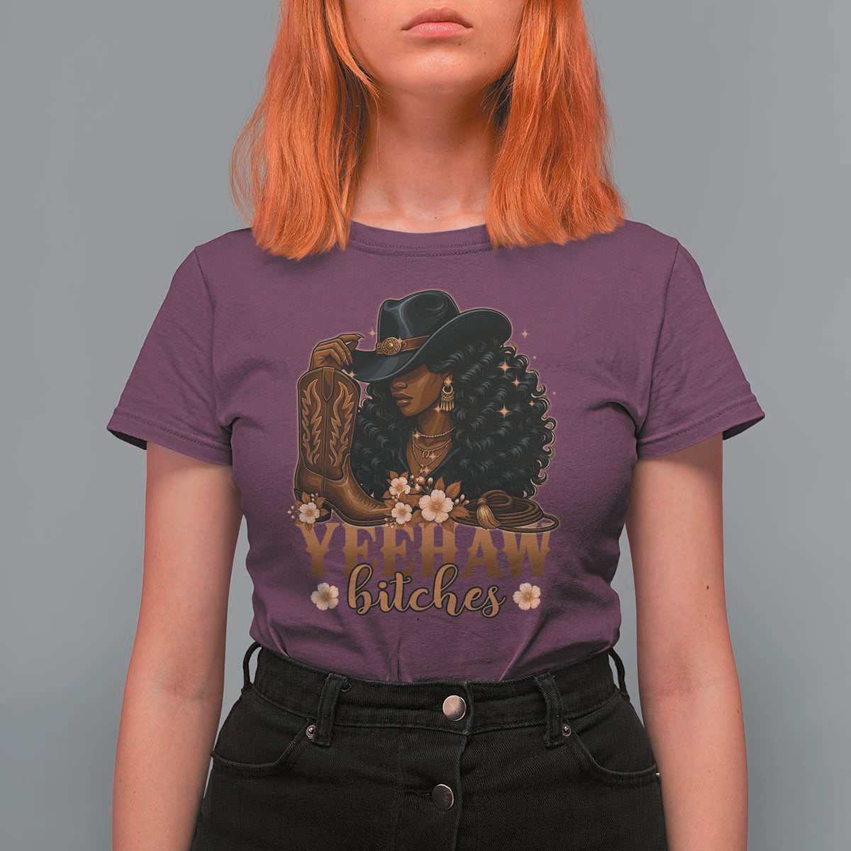 Funny African American Cowgirl Yeehaw Bitches T Shirt For Women