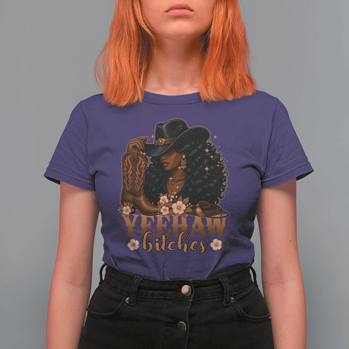 Funny African American Cowgirl Yeehaw Bitches T Shirt For Women