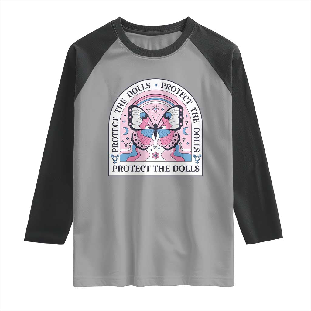 Protect The Dolls Raglan Shirt Trans Women Pride Month Butterfly