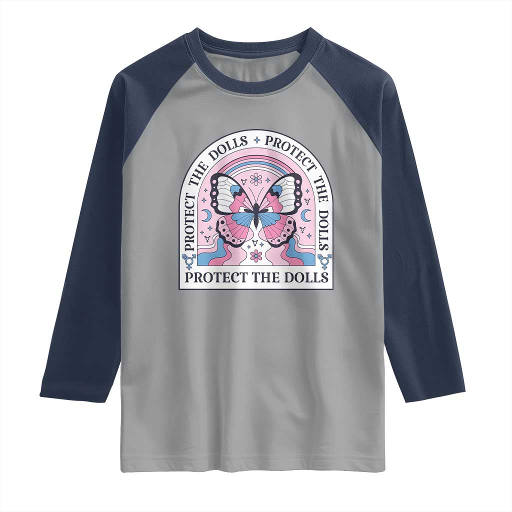 Protect The Dolls Raglan Shirt Trans Women Pride Month Butterfly