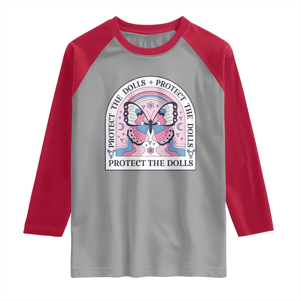 Protect The Dolls Raglan Shirt Trans Women Pride Month Butterfly