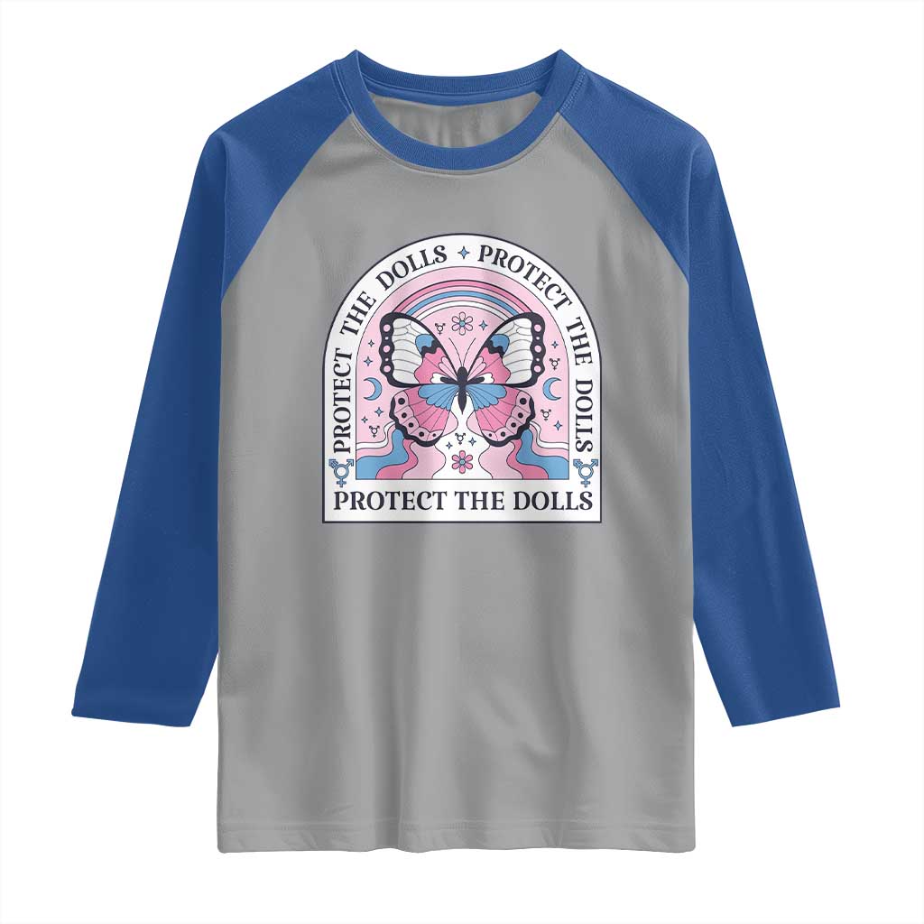 Protect The Dolls Raglan Shirt Trans Women Pride Month Butterfly