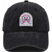 Protect The Dolls Washed Cotton Baseball Cap Trans Women Pride Month Butterfly